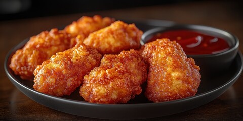 Fototapeta premium Crispy Chicken Nuggets with Ketchup