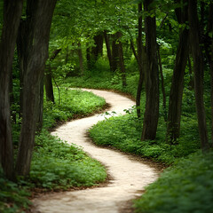 Obraz premium Forest Path Through Nature Landscape for Personal Journey Concept