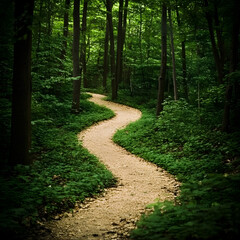 Forest Path Through Nature Landscape for Personal Journey Concept
