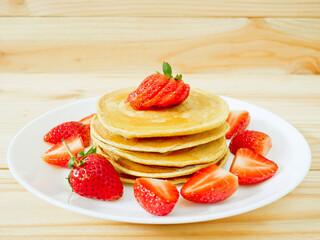 Stack of homemade flourless oatmeal pancakes