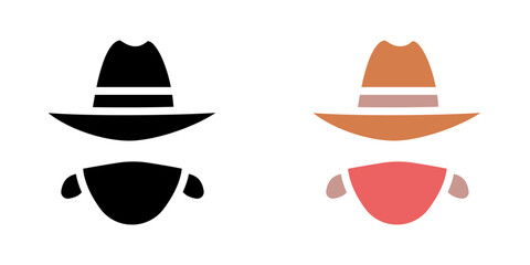 Cowboy icons pack in black and colored version