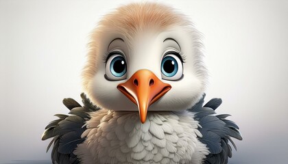 Niedlicher kleiner Storch, wei&szlig;er Hintergrund