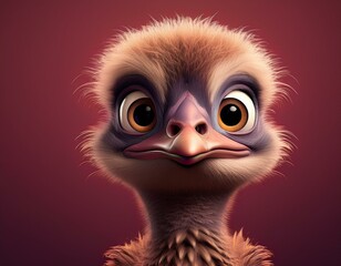 Vogel Strau&szlig;, weinroter Hintergrund