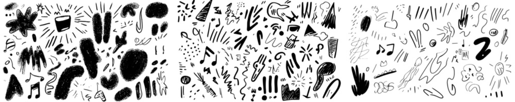 Line art style, manga doodle, line expression, scribble, anime mark collection