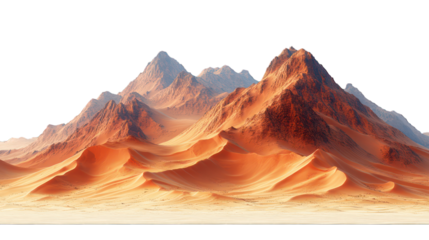 sand dunes in the desert border isolated on white background