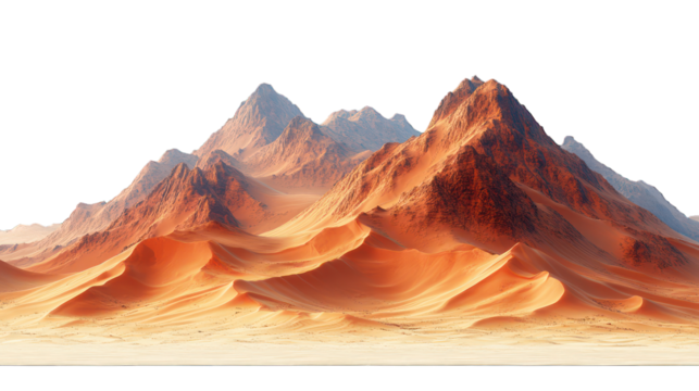 sand dunes in the desert border isolated on white background