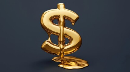 financial benefits income solutions concept. Golden dollar sign reflecting wealth and prosperity.