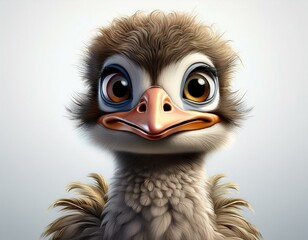 Fototapeta premium Vogel Strauß, weißer Hintergrund