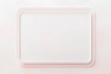 Elegant white wireframe in 3D, muted blush borders resting symmetrically on a light neutral gradient.