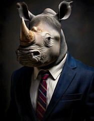 Obraz premium Rhinoceros in a Suit – Powerful and Surreal Portrait