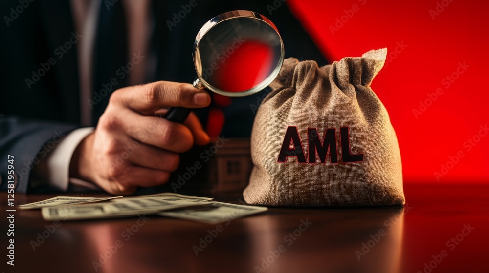 Aufkleber A business professional examines a bag labeled 