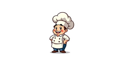 Obraz premium Beautiful men chef mascot logo design ,illustration, vector template isolated on white background, female character with hat and chef uniform, Generated by AI