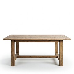 Empty wooden kitchen table mockup, on white background