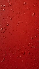 A vivid red surface adorned with droplets, creating a refreshing and dynamic look