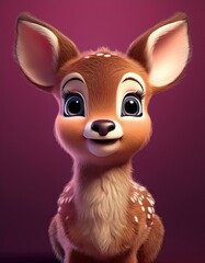 Naklejka premium Niedliches Rehkitz, bordeaux Hintergrund