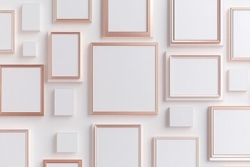 Fototapeta premium Elegantly bordered with soft rose-gold, this AI 3D wireframe enjoys vast negative space.