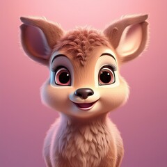 Naklejka premium Niedliches Rehkitz, rosa Hintergrund