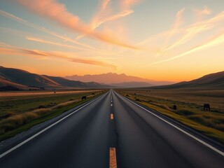 Fototapeta premium Empty Road Leading to a Beautiful Mountain Landscape