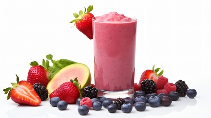 Fresh Fruit Smoothie Isolated on White Background