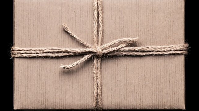 Rustic Parcel Tied With Jute Twine Packaging Brown Paper Creates Authentic Vintage Aesthetic Appeal