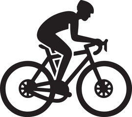 Naklejka premium man riding bicycle logo icon silhouette design vector art illustration