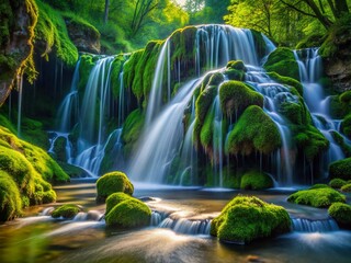 Lush Mossy Waterfall at Pisoaia National Park - Low Light Photography