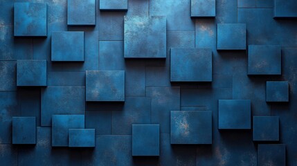 Blue Background with Geometric Grids and Motifs for Design, Banner Template. White Space in the Center for Text, Modern Minimalist Wallpaper for Stylish and Sophisticated Visuals.