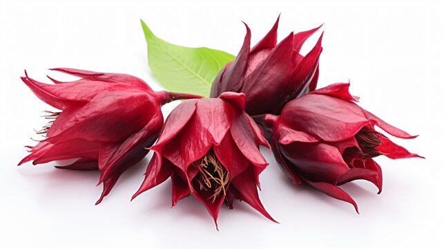 Roselle Fruit Close-up Isolated White
