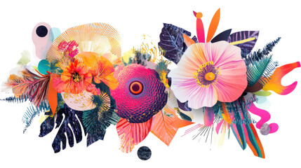 Fototapeta premium A Vibrant Collage of Flowers and Leaves