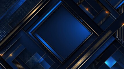 Abstract minimalist wallpaper with basic geometric shapes and lines on Blue background. Featuring white space in the center for text, ideal for design templates and modern banners.