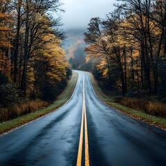 Fototapeta premium Open Road Leading to Horizon Adventure Landscape