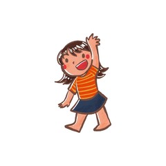 A girl waving illustration