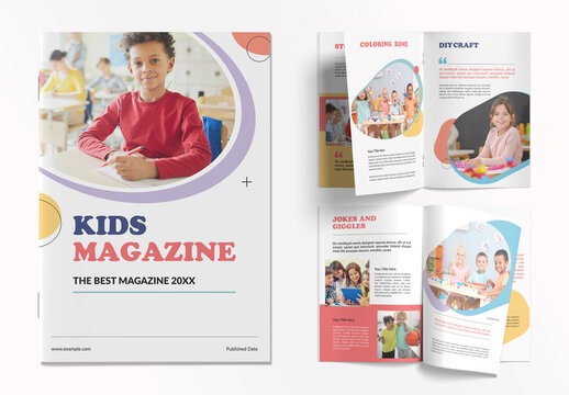 Kids Magazine Template Design Layout