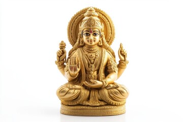 Fototapeta premium Golden Hindu Goddess Statue in Seated Pose