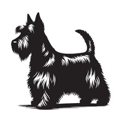Stylish and strong Scottish Terrier silhouette for versatile artwork - Scottish Terrier illustration - minimal Scottish Terrier vector - dog silhouette

