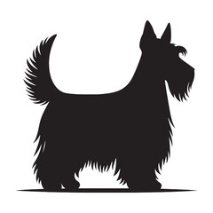 Minimalist Scottish Terrier silhouette highlighting its iconic stance - Scottish Terrier illustration - minimal Scottish Terrier vector - dog silhouette
