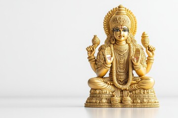 Fototapeta premium Golden Lakshmi Statue on White Background