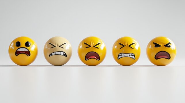 Gradient Yellow Emoticon Spheres Showing Negative Emotions
