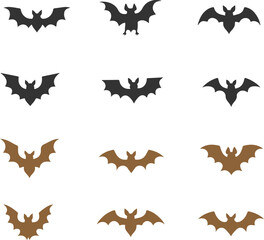 silhouette bat on transparent background, halloween bat, vector design and white background