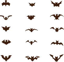 silhouette bat on transparent background, halloween bat, vector design and white background