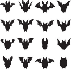 silhouette bat on transparent background, halloween bat, vector design and white background