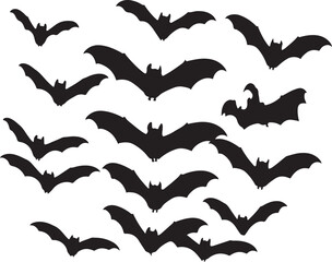 silhouette bat on transparent background, halloween bat, vector design and white background
