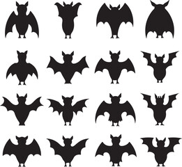 silhouette bat on transparent background, halloween bat, vector design and white background