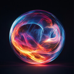 Exploration of generative ai techniques through vibrant light patterns in a spherical composition. Generative AI