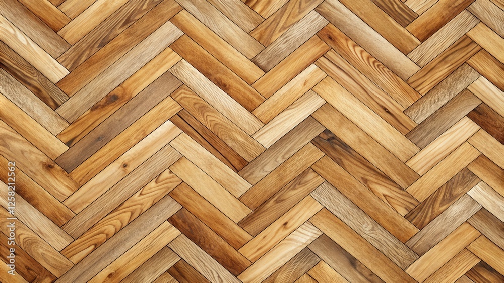 Poster a seamless pattern of interlocking wooden planks in a herringbone design, displaying the natural gra