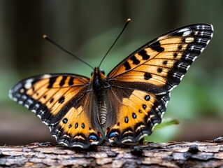 Fototapeta premium Stunning Close Up of a Vibrant Butterfly Nature Reserve Macro Photography Lush Green Background Natural Light Beauty of Insects