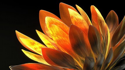 Fiery Bloom: A Digital Abstract Flower