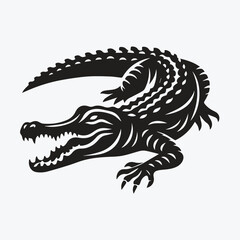 Obraz premium Crocodile black silhouette vector illustration