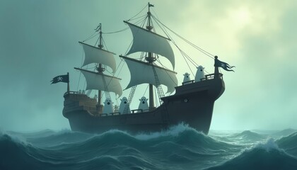 Ghostly Galleon Sailing the Misty Seas A Haunted Maritime Journey
