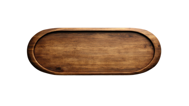 Empty oval wooden sign with transparent background for customization